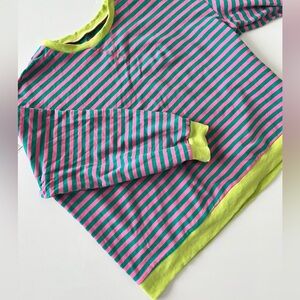 Oversized Women’s Striped Pink and Green Sweatshirt